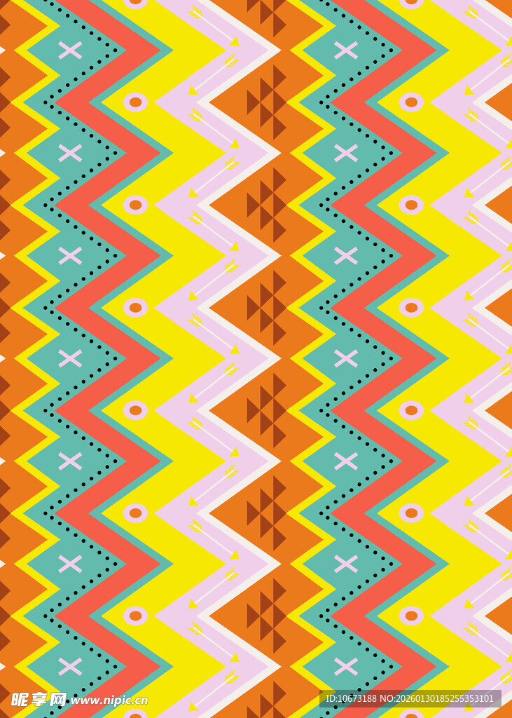 多彩锯齿几何图案背景