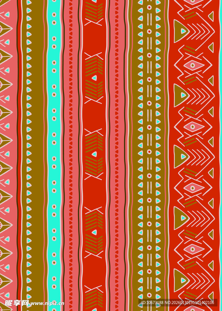 多彩条纹民族风图案设计