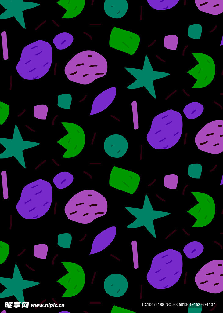 多彩太空元素无缝图案