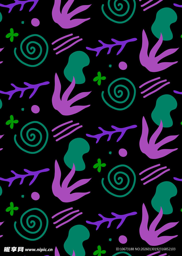 抽象多彩植物图案背景