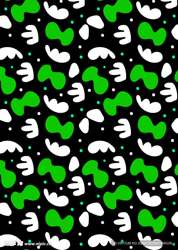 绿色四叶草黑白底纹图案