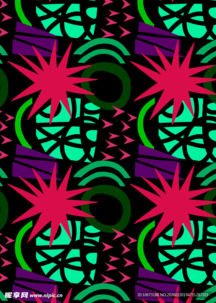 炫彩几何抽象图案设计