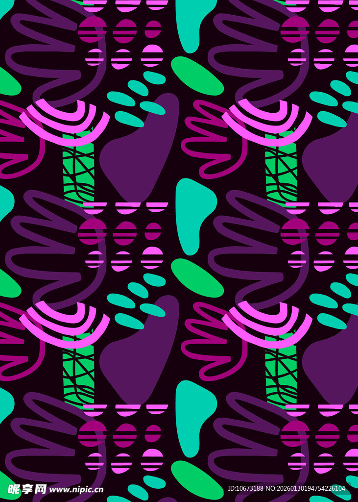 多彩几何植物图案背景