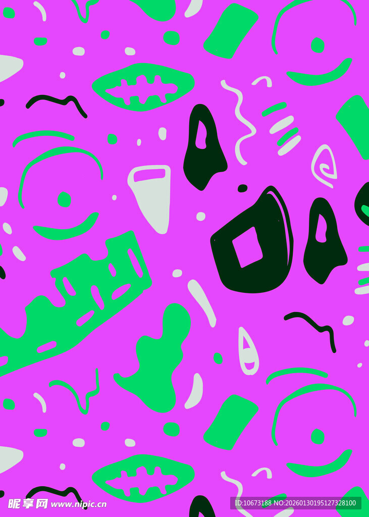 粉绿配色时尚美妆图案