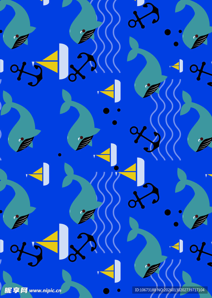 海洋主题无缝图案设计