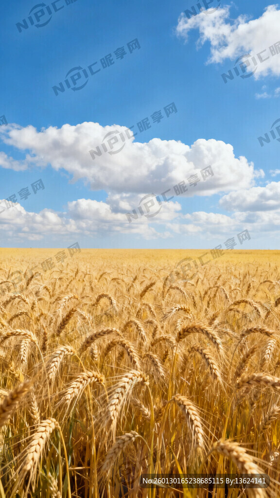 麦子  蓝天白云