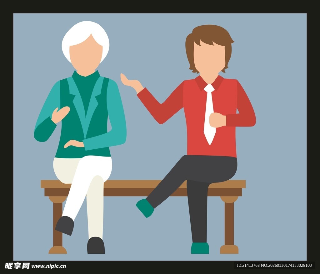 老人与年轻人的交流场景