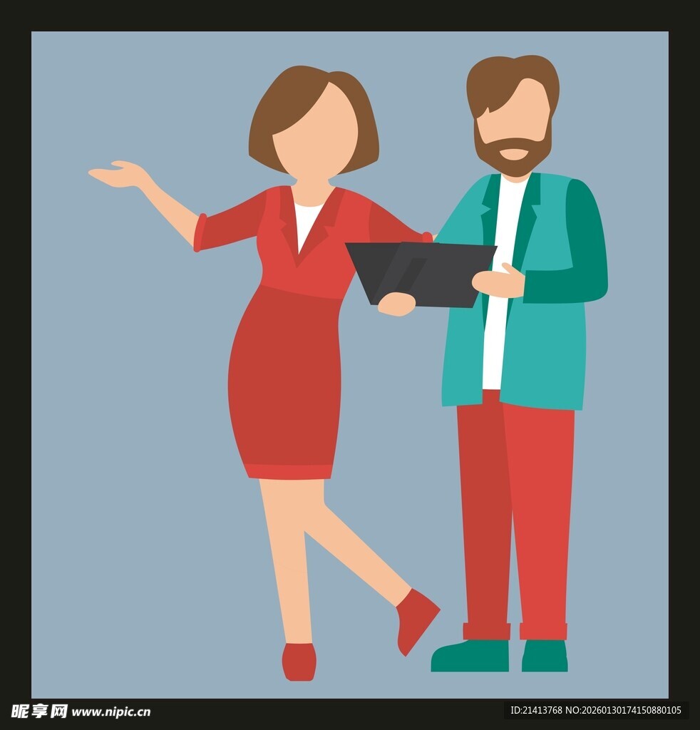 商务男女展示交流场景