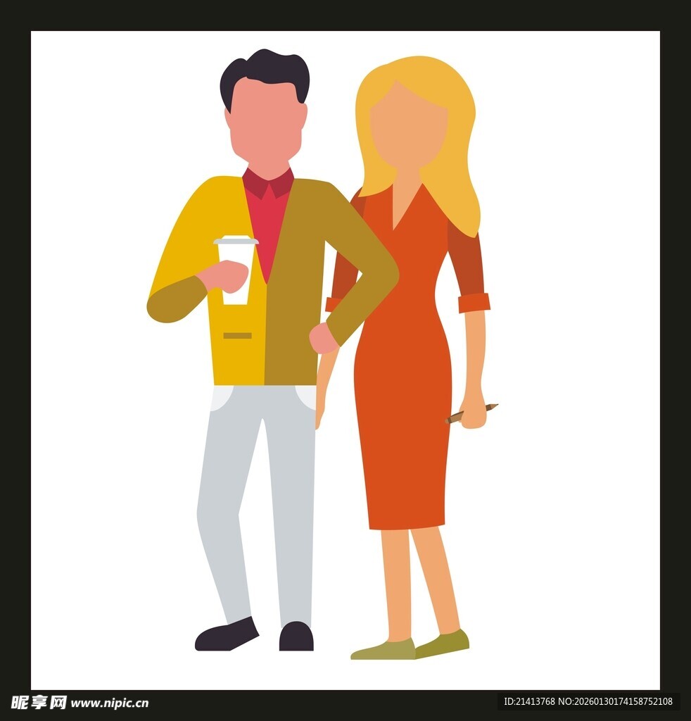 一对男女优雅社交场景