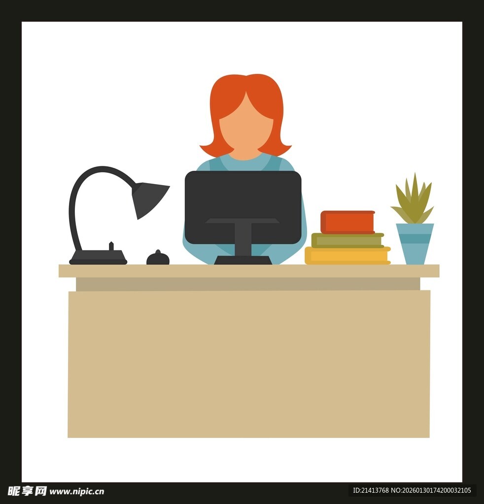 女性办公场景插画