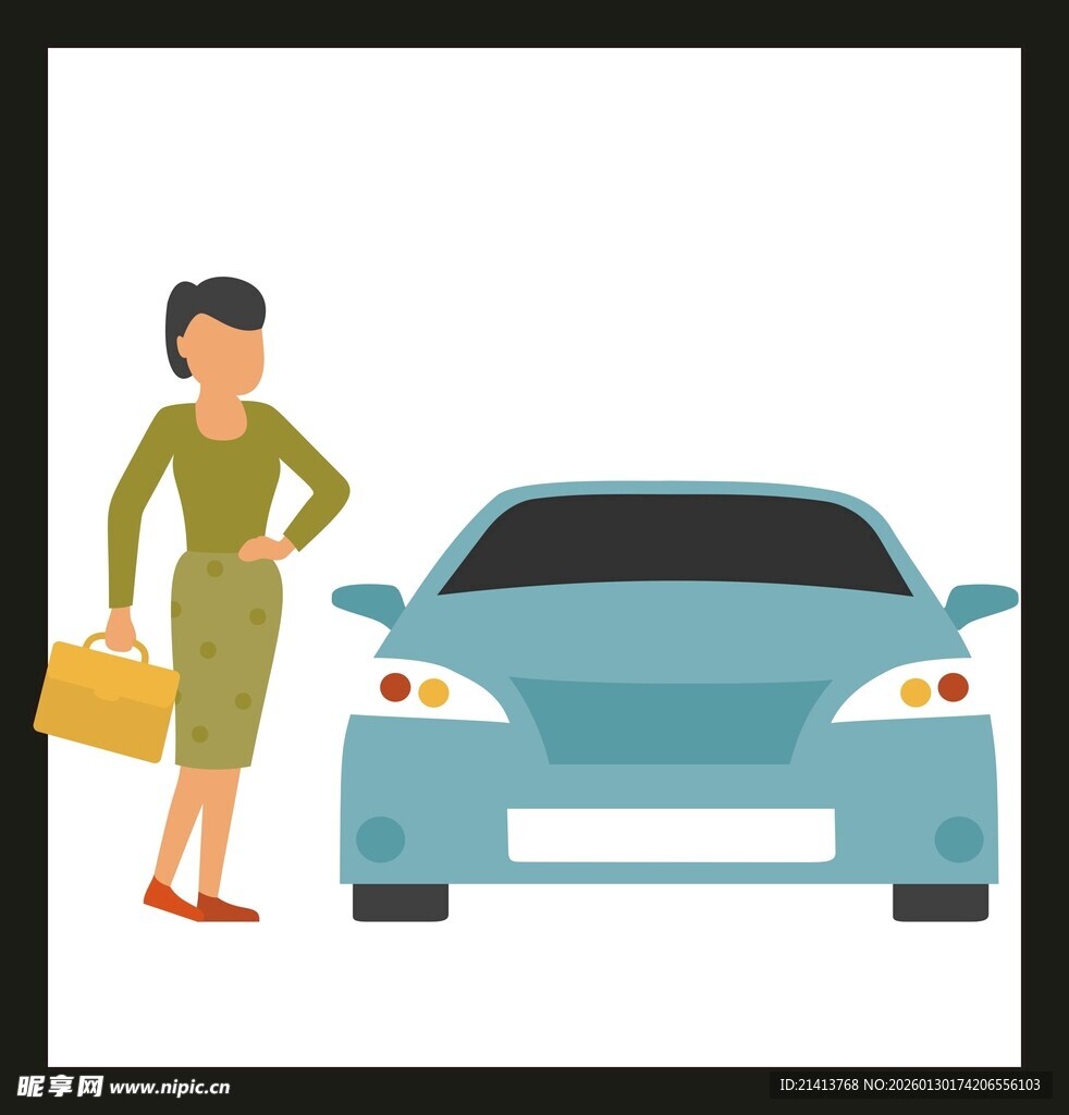 女士与轿车