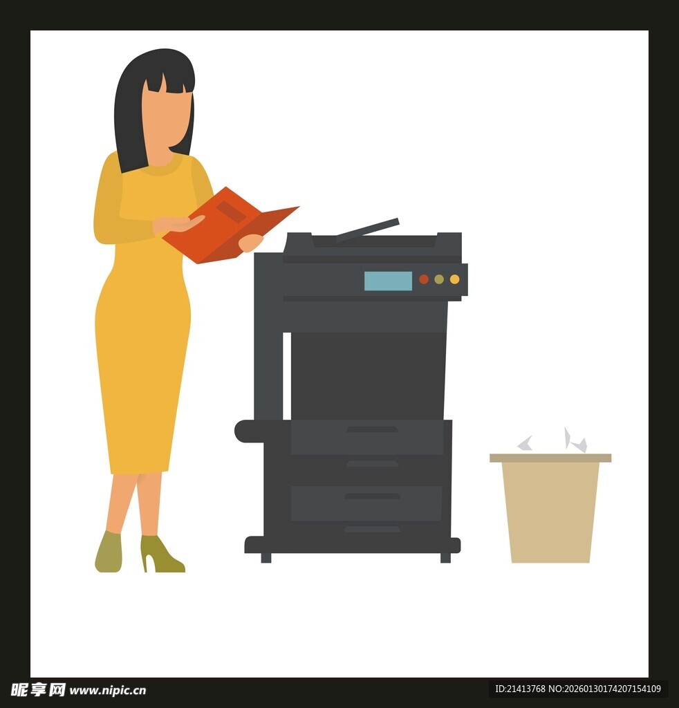 女士使用打印机处理文件
