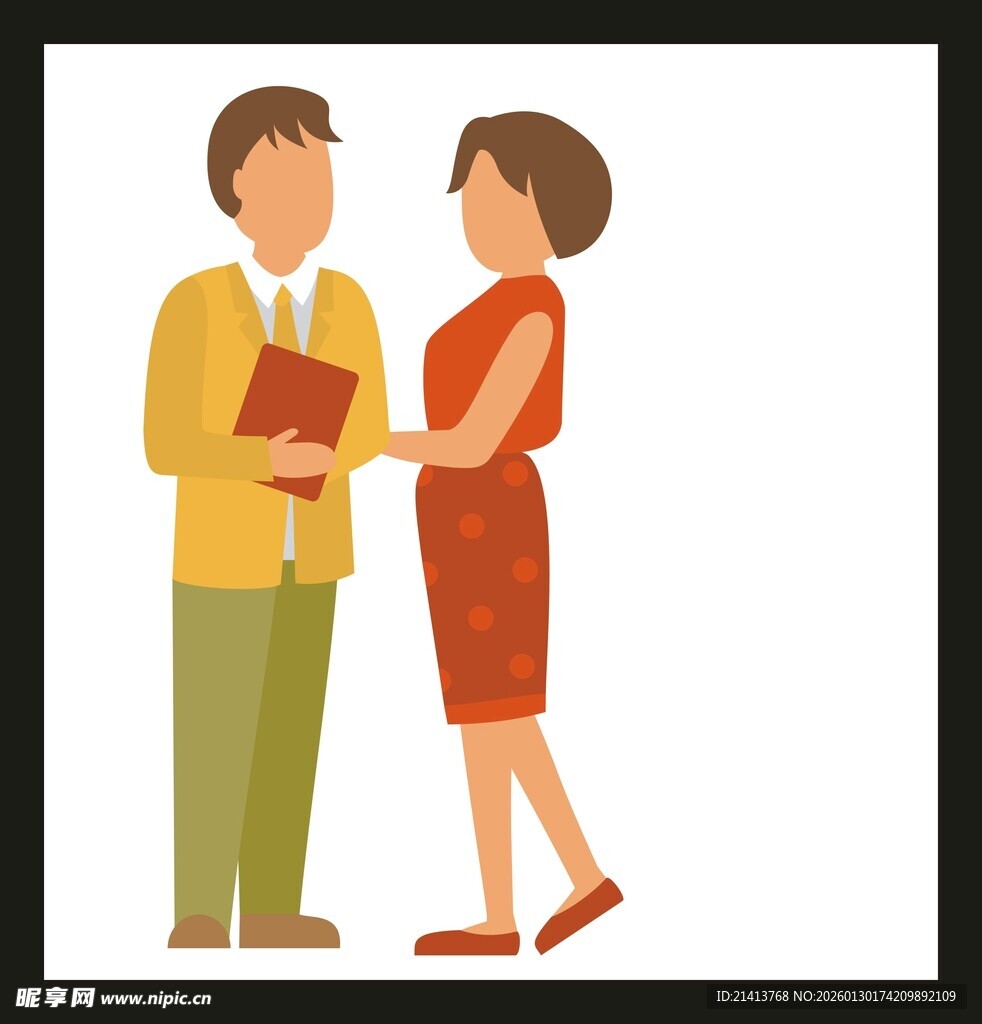 男女握手交流场景