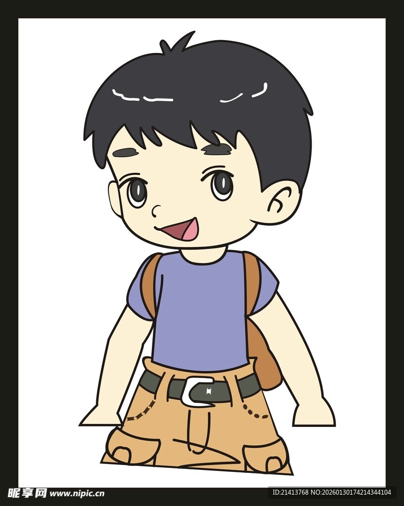 背着书包的可爱小男孩