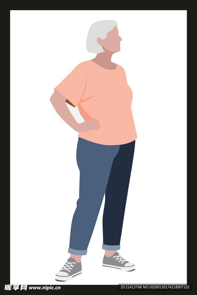 老年女性站立姿态图