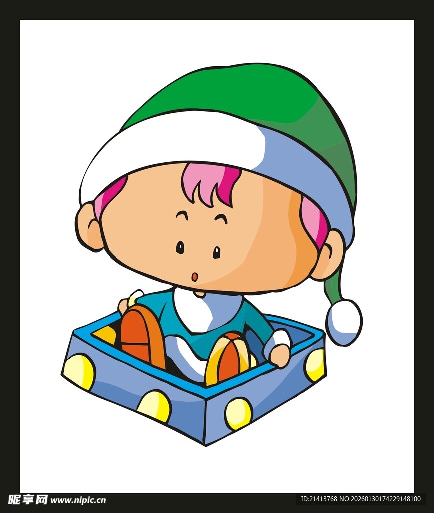 圣诞小精灵在礼物盒中