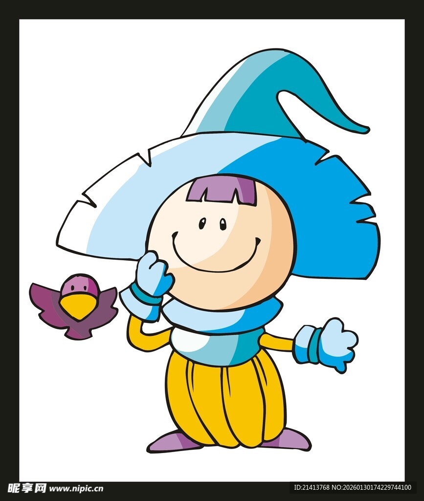 戴帽小巫师手持魔法花