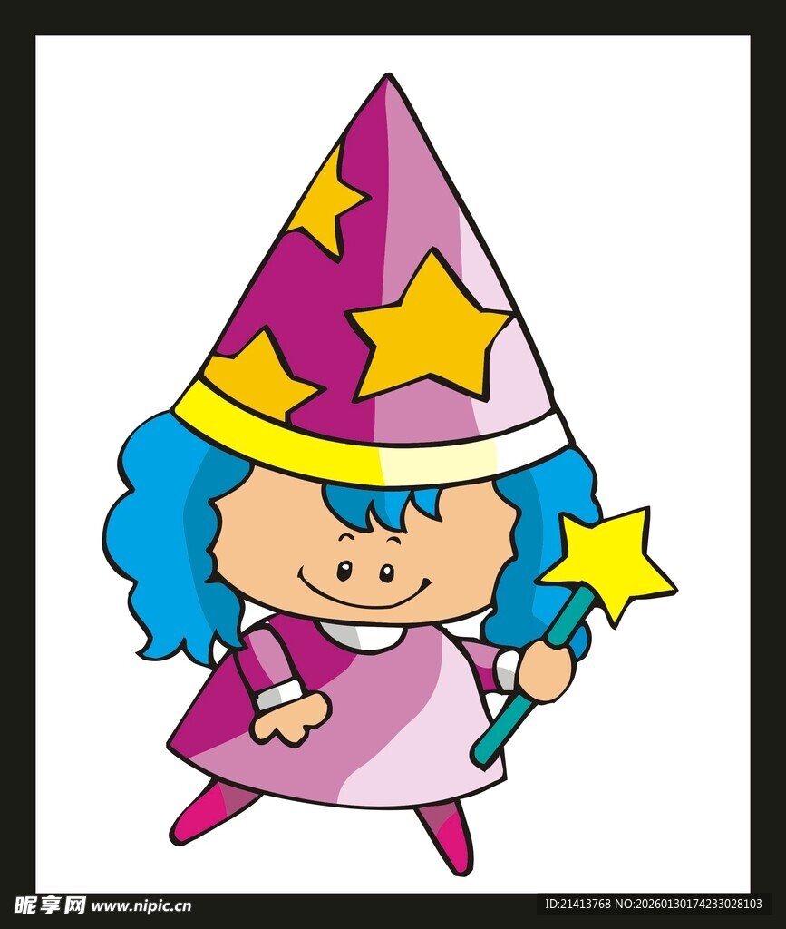 可爱小女巫手持魔法星