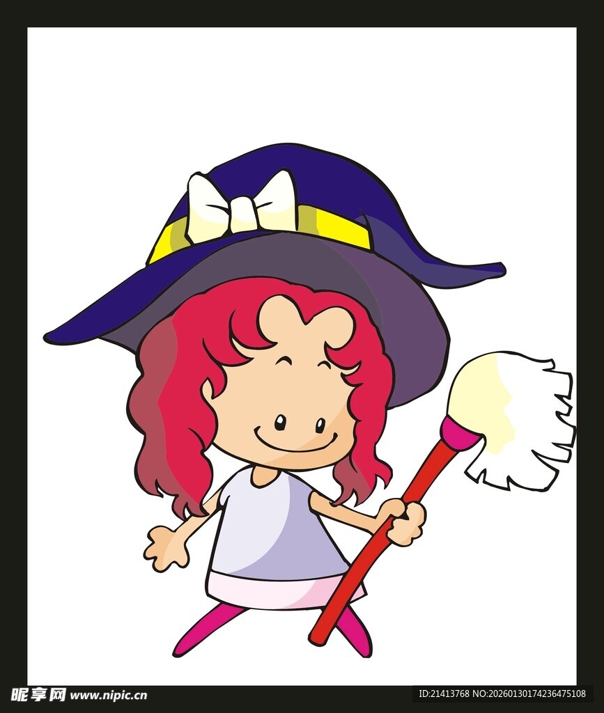 魔法小女孩手持魔杖施法