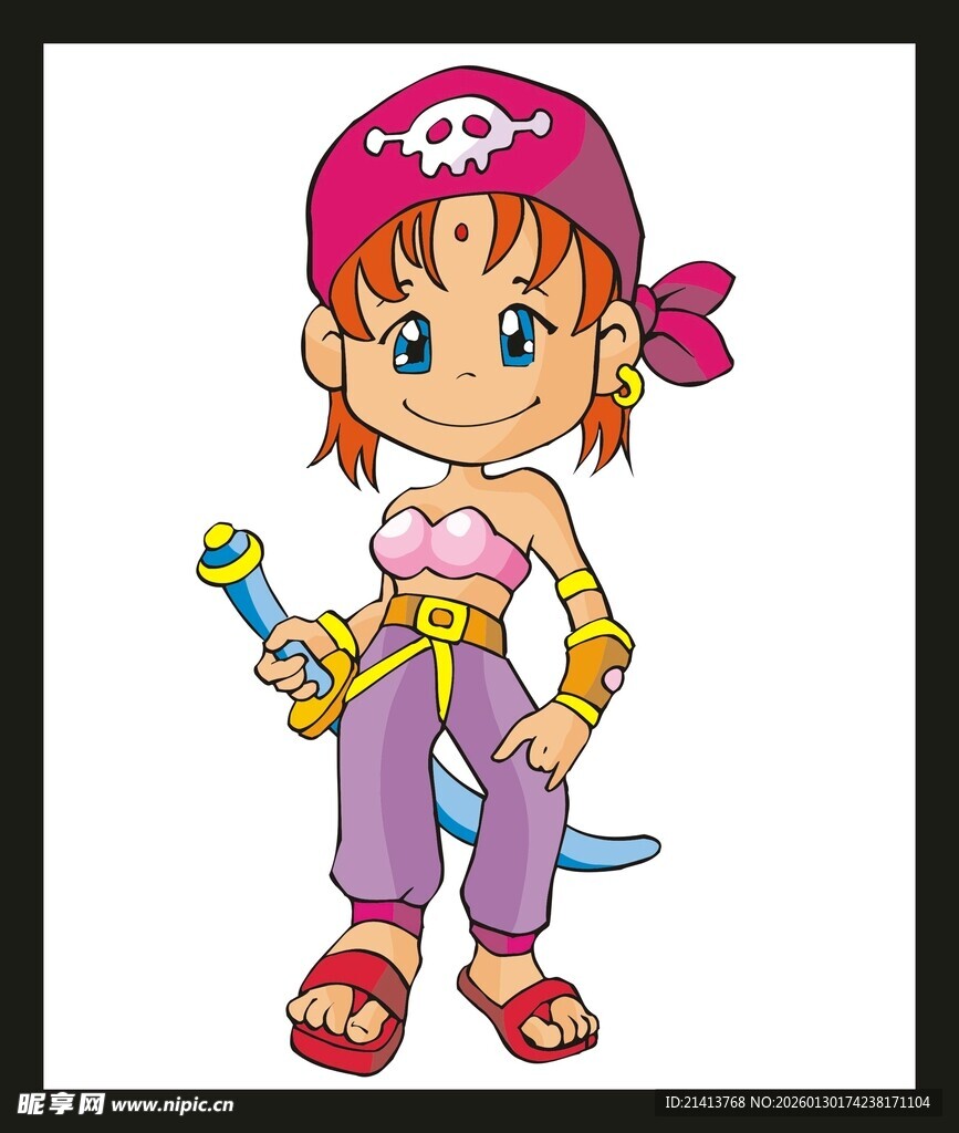 可爱卡通小海盗女孩形象