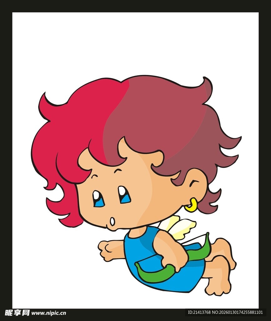 可爱卷发小孩跳跃瞬间