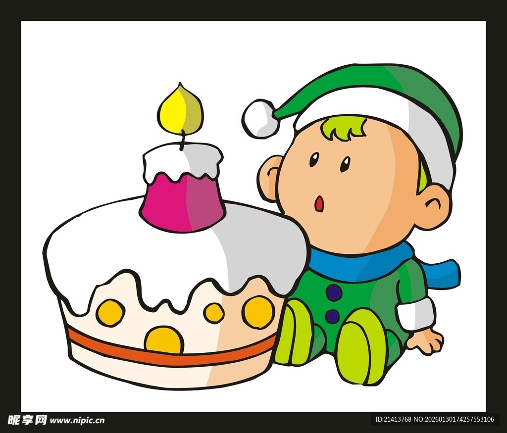 小孩吹蜡烛庆祝生日