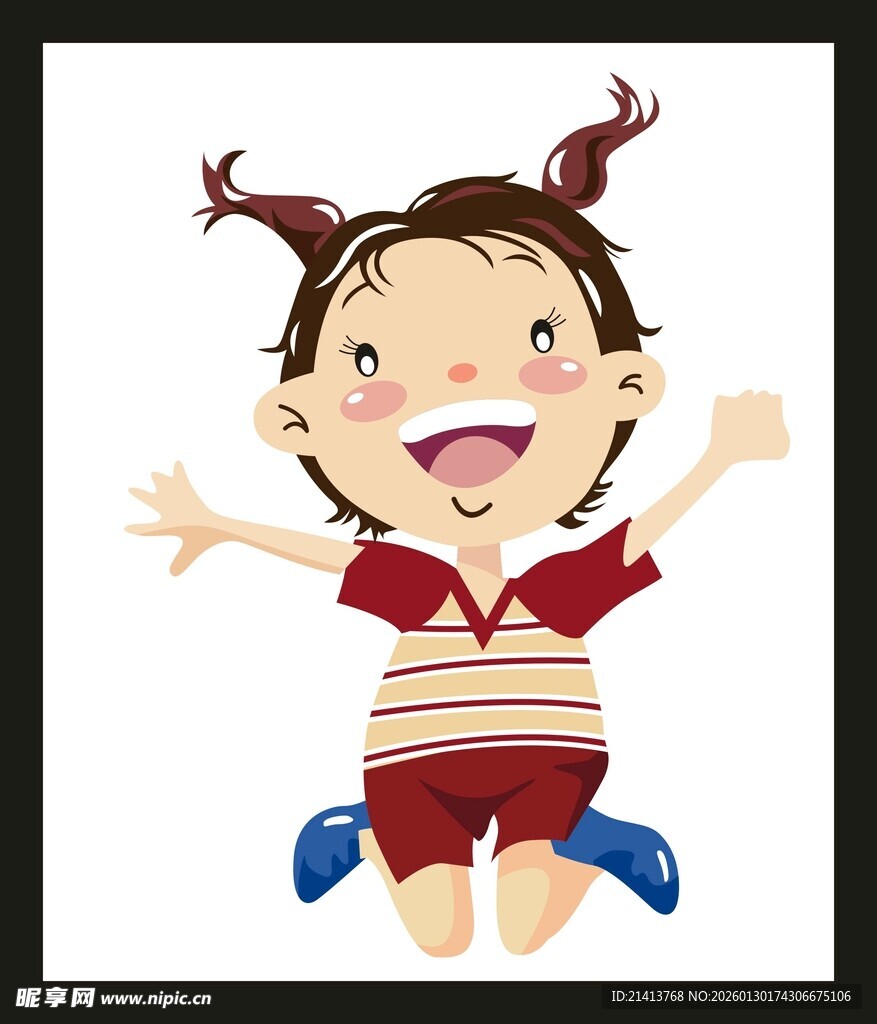 跳跃的欢乐小女孩