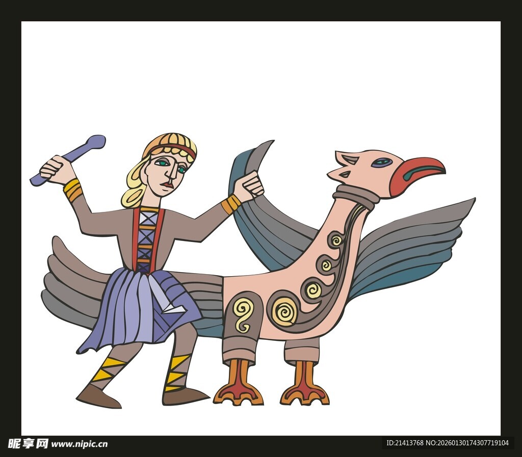 古代神话人物与神鸟形象