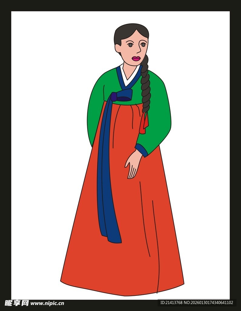 身着韩服的优雅女子