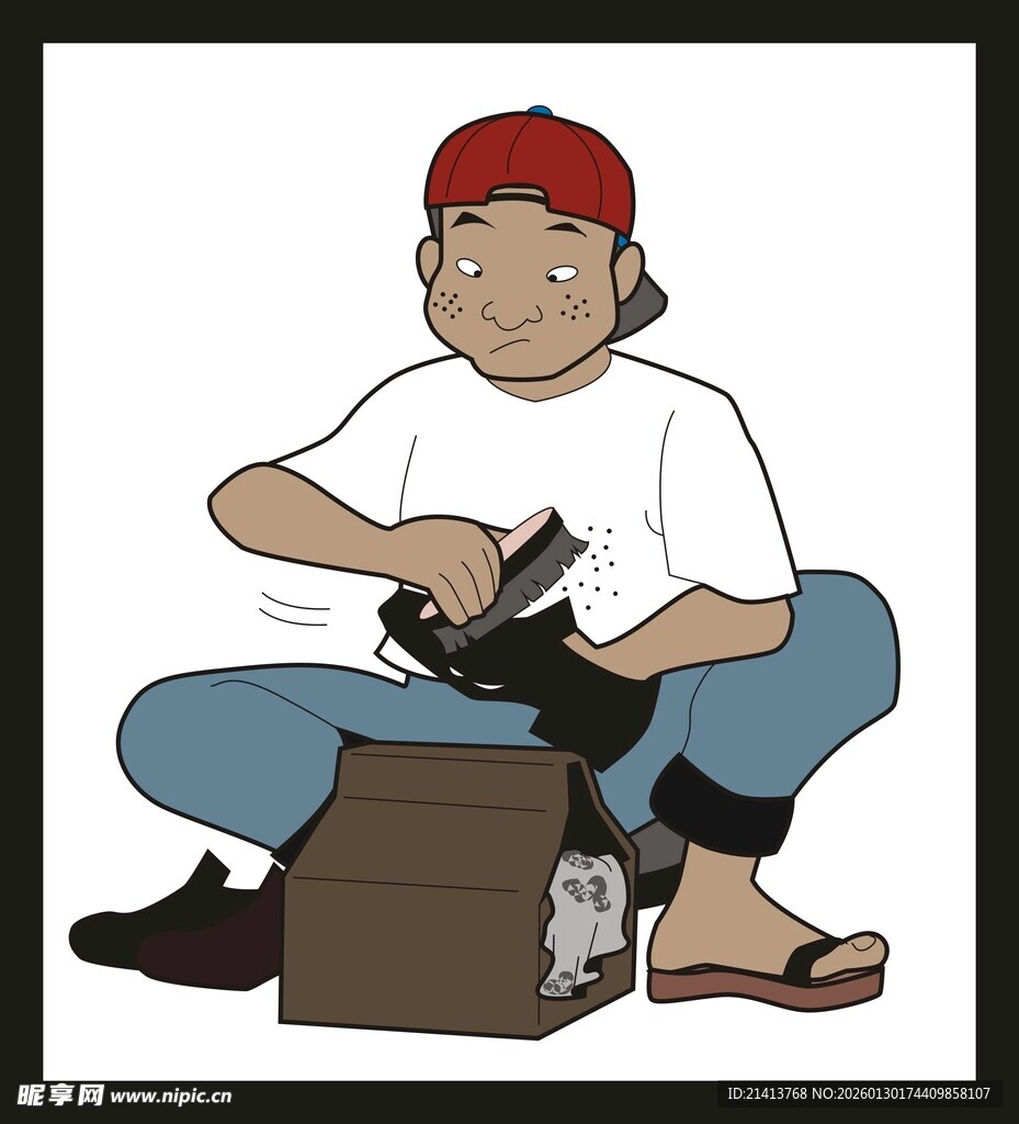 修鞋匠专注修鞋场景