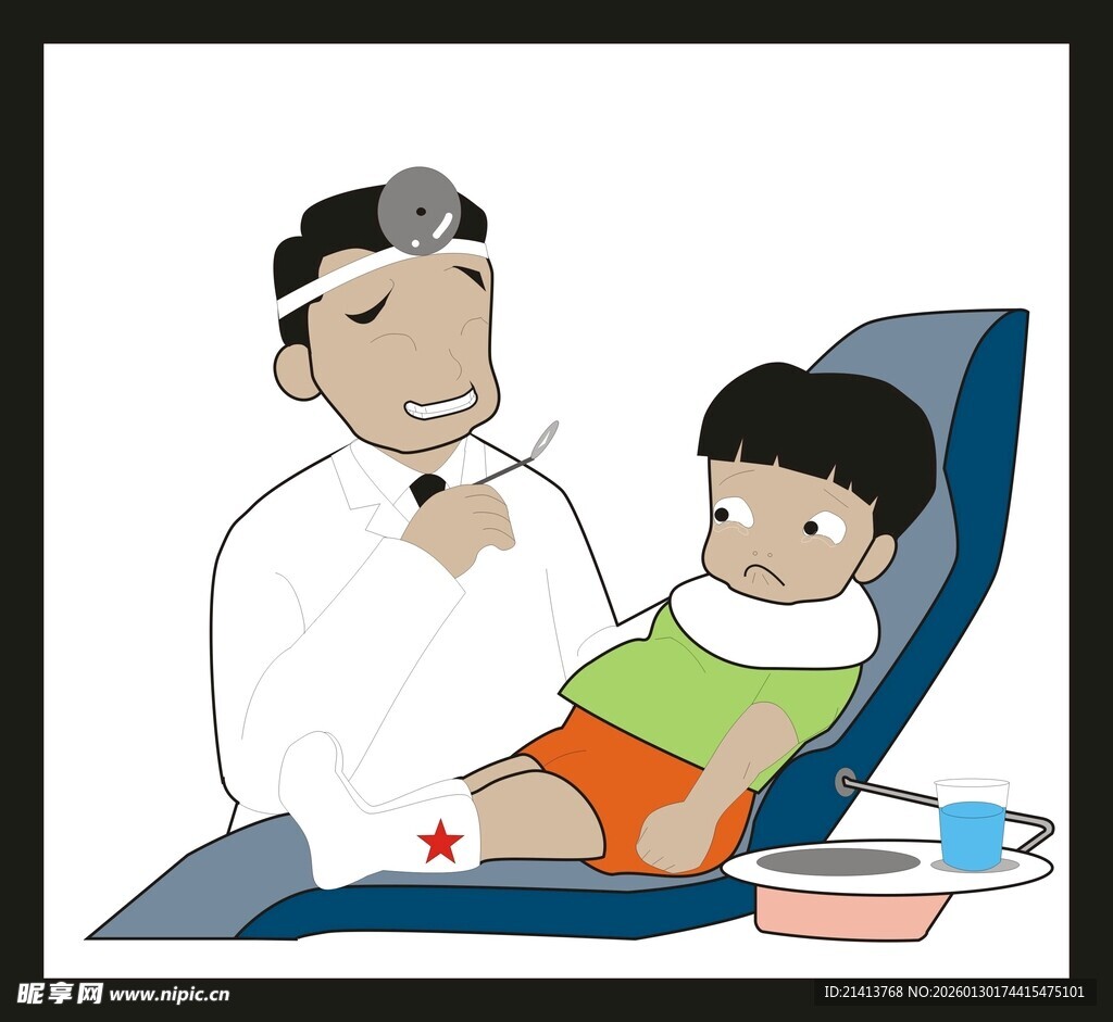 医生为孩子做口腔检查