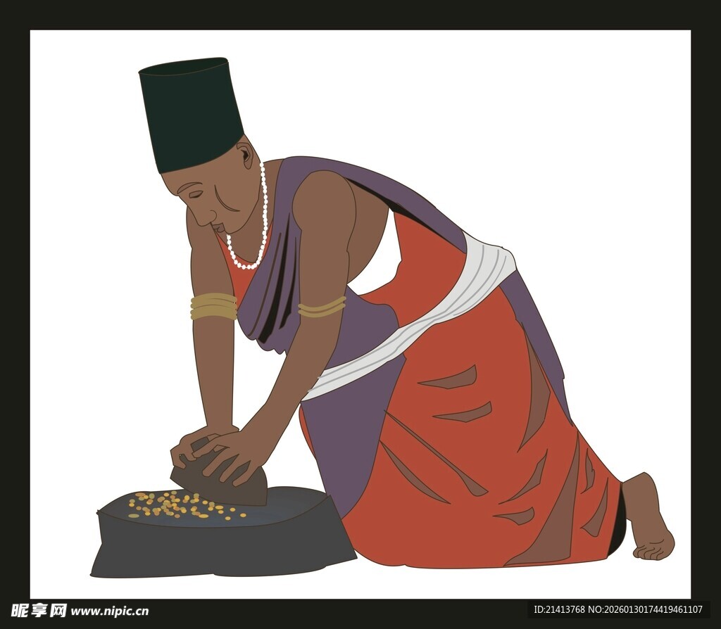 跪地祈祷的传统服饰人物