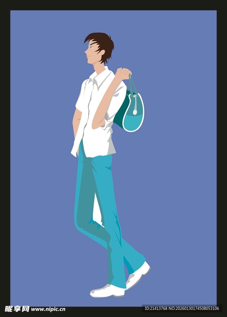 时尚男士手提包出行形象