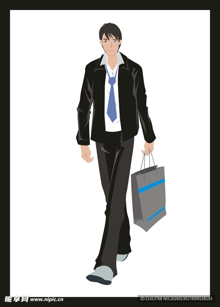 穿西装提袋的帅气青年