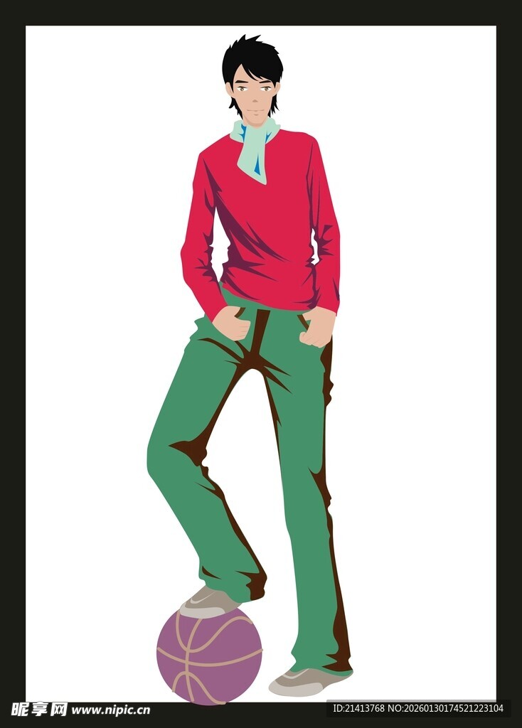 时尚男士单脚踩球造型