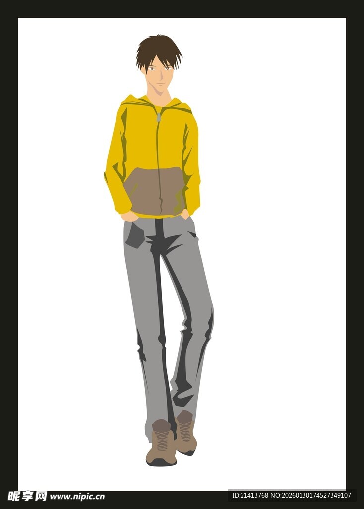 穿黄衣持物的时尚男士形象