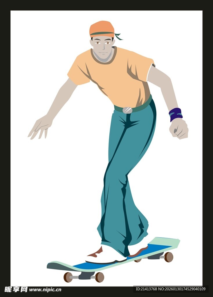 男子动感滑板姿态展示