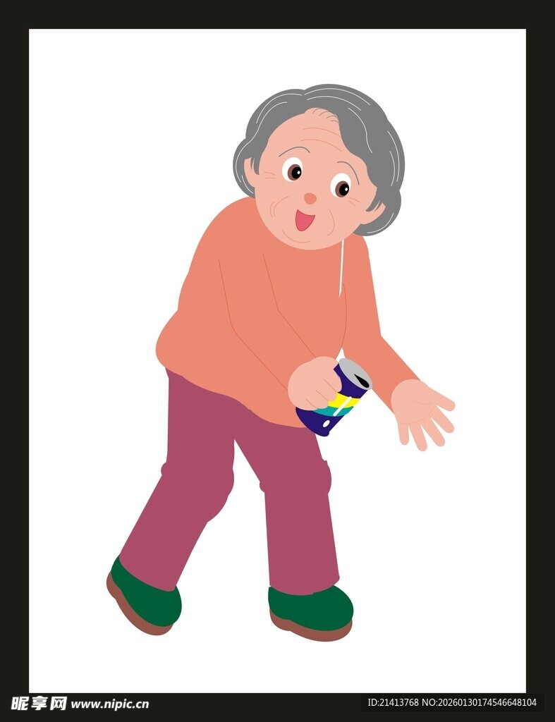 老人不慎滑倒瞬间