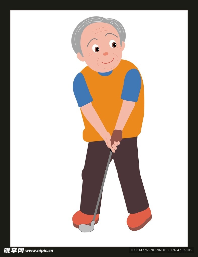 微笑老人双手背后站立