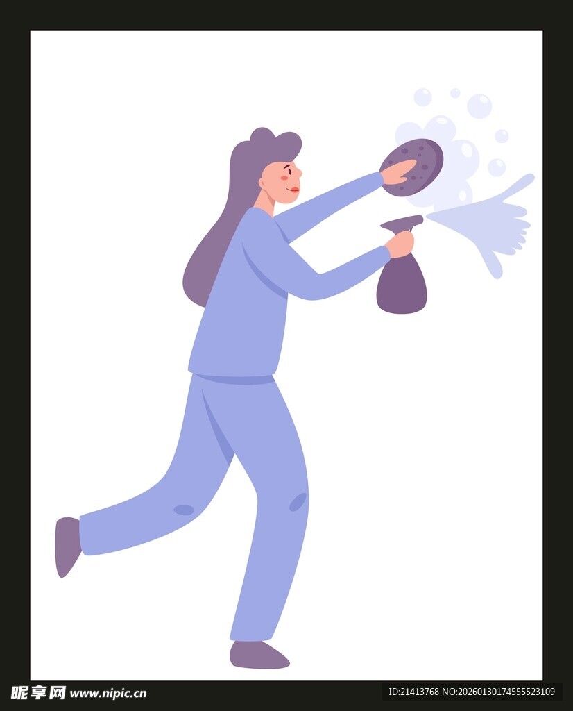 女士手持喷雾清洁镜子