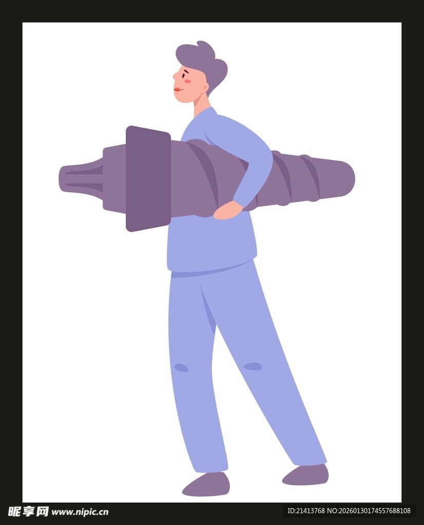 男子扛着相机造型物体