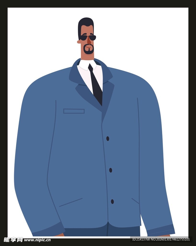 身着蓝色西装的男士形象