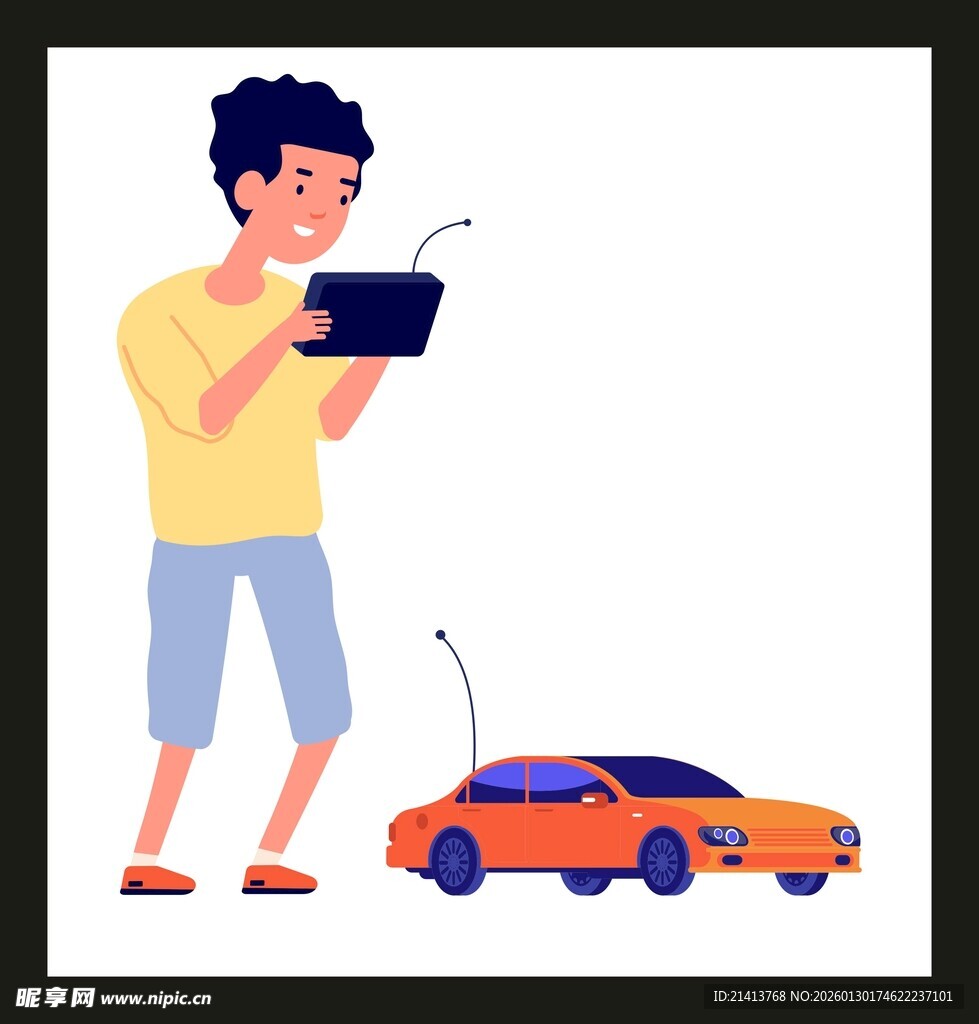 男子操控遥控车