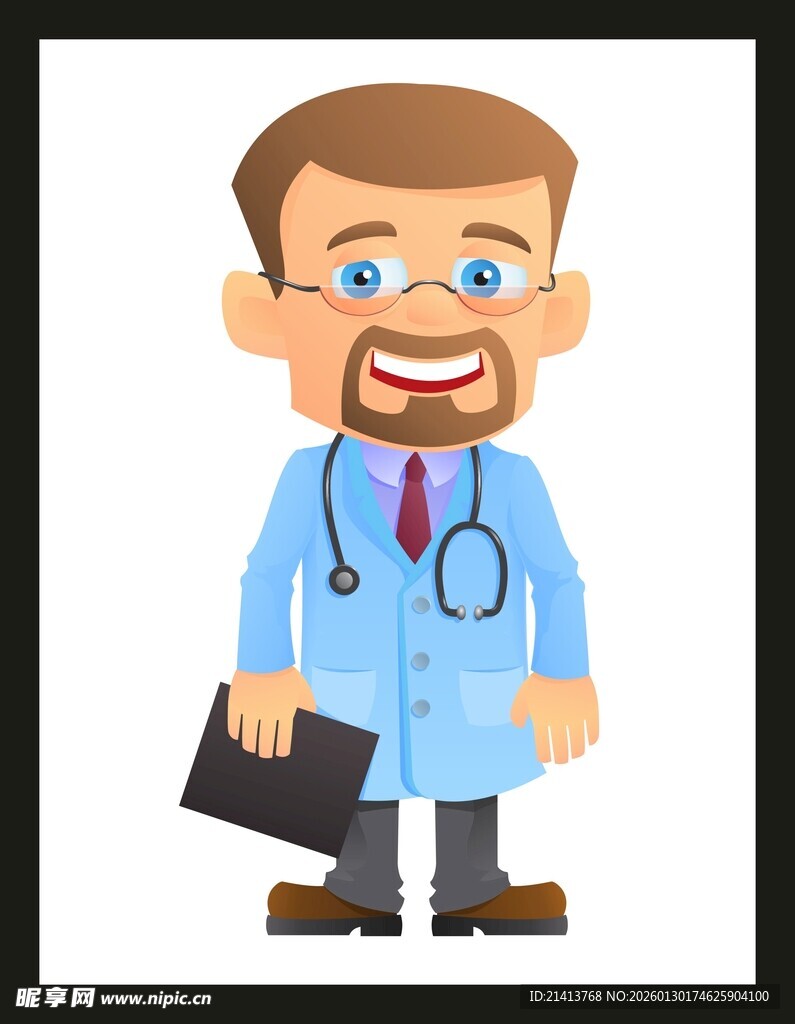 微笑男医生手持文件夹