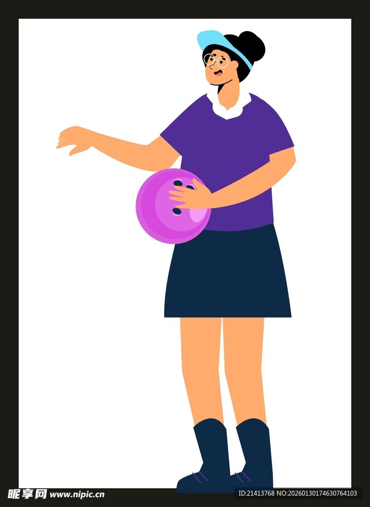 女子手持粉球做指示动作