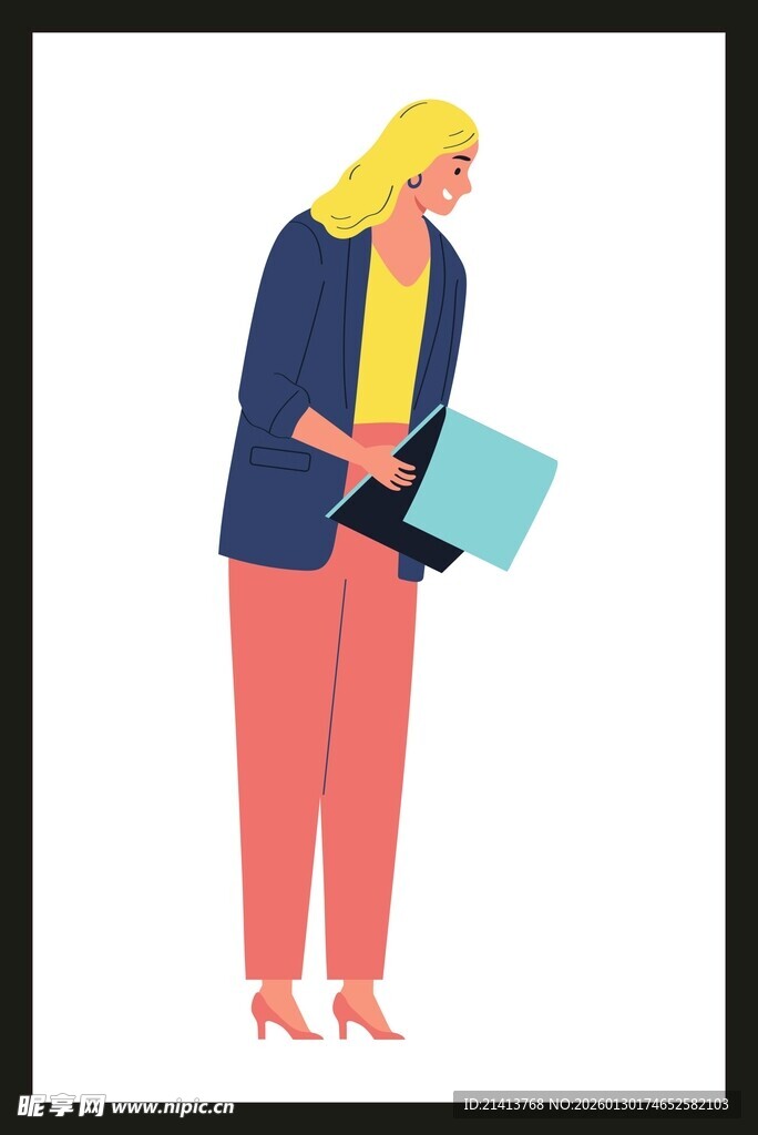 职场女性手持文件夹