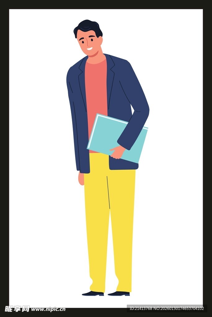 商务男士手持文件形象