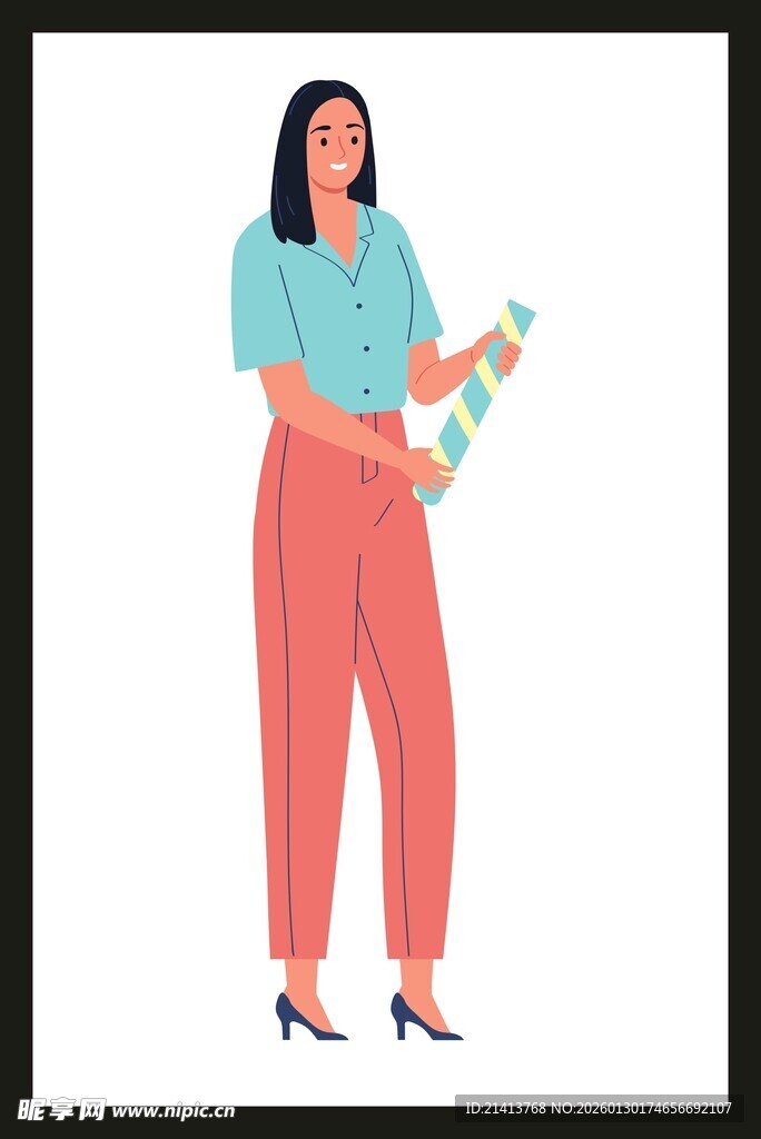 手持花束的时尚女性