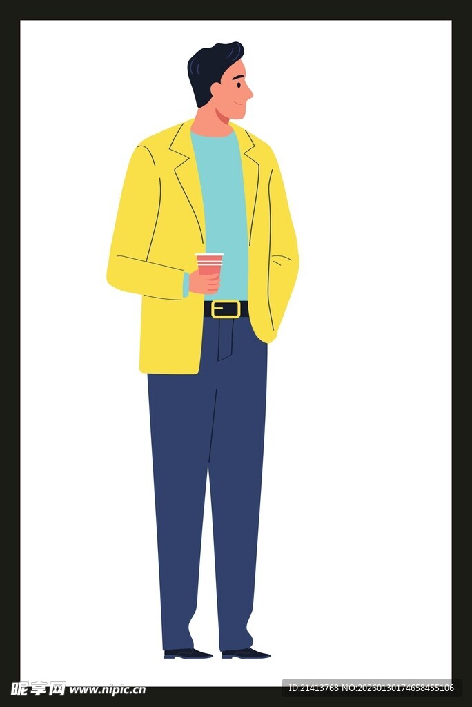 穿着黄色外套的站立男子