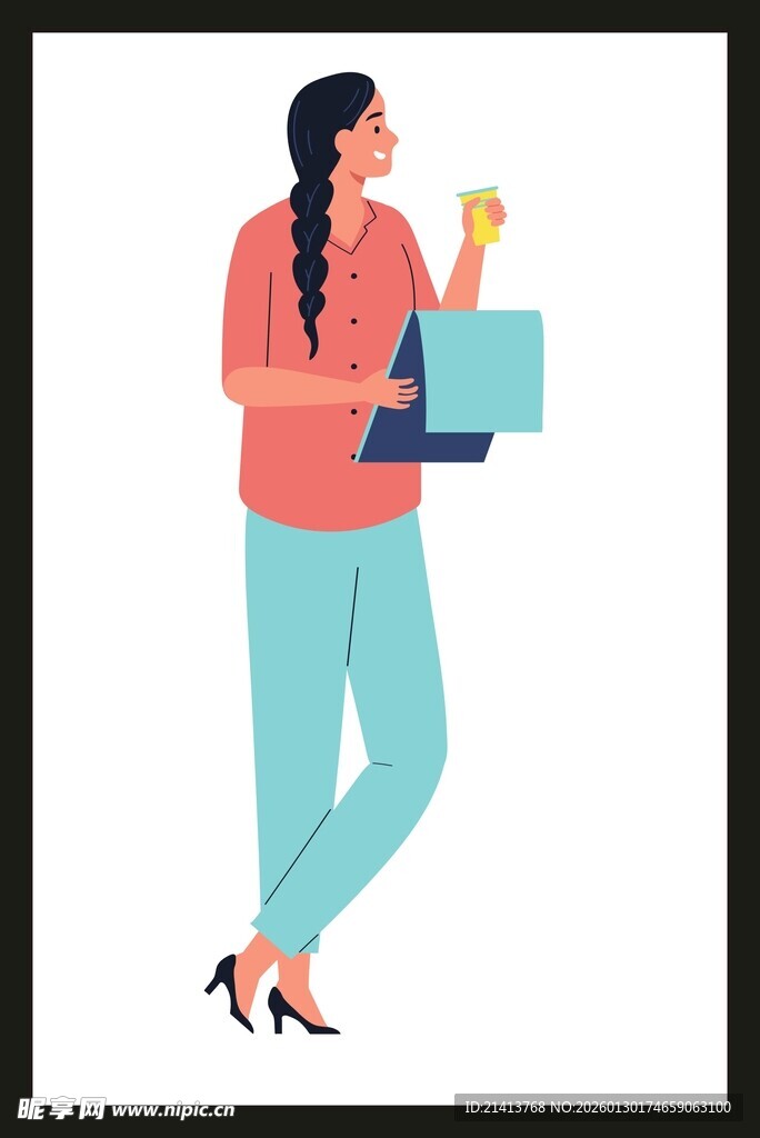 手持电脑的时尚女性